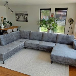 U-bank aanbieding Hoogeveen - Bouclé Teddy stof Calm Grey - klant foto