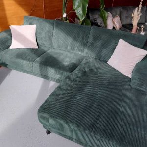 Kleine donkere hoekbank met ribstof - Corduroy Onyx