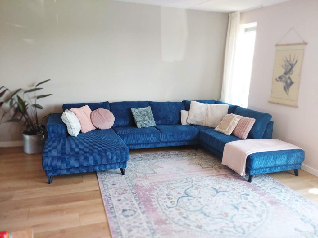 Goedkope U-bank kopen Assen - Ribstof blauw - Deep Space