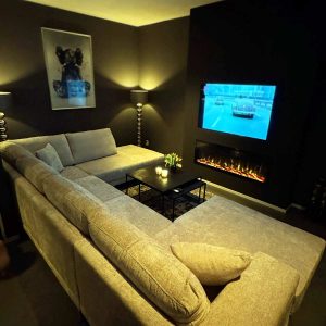 Lichte creme kleur U-bank boucle stof Groningen - Timberwolf Cream - klant foto