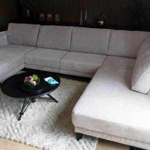 Lichte cremekleur U bank teddy stof - Interieur inspiratie - Timberwolf Cream - klant foto