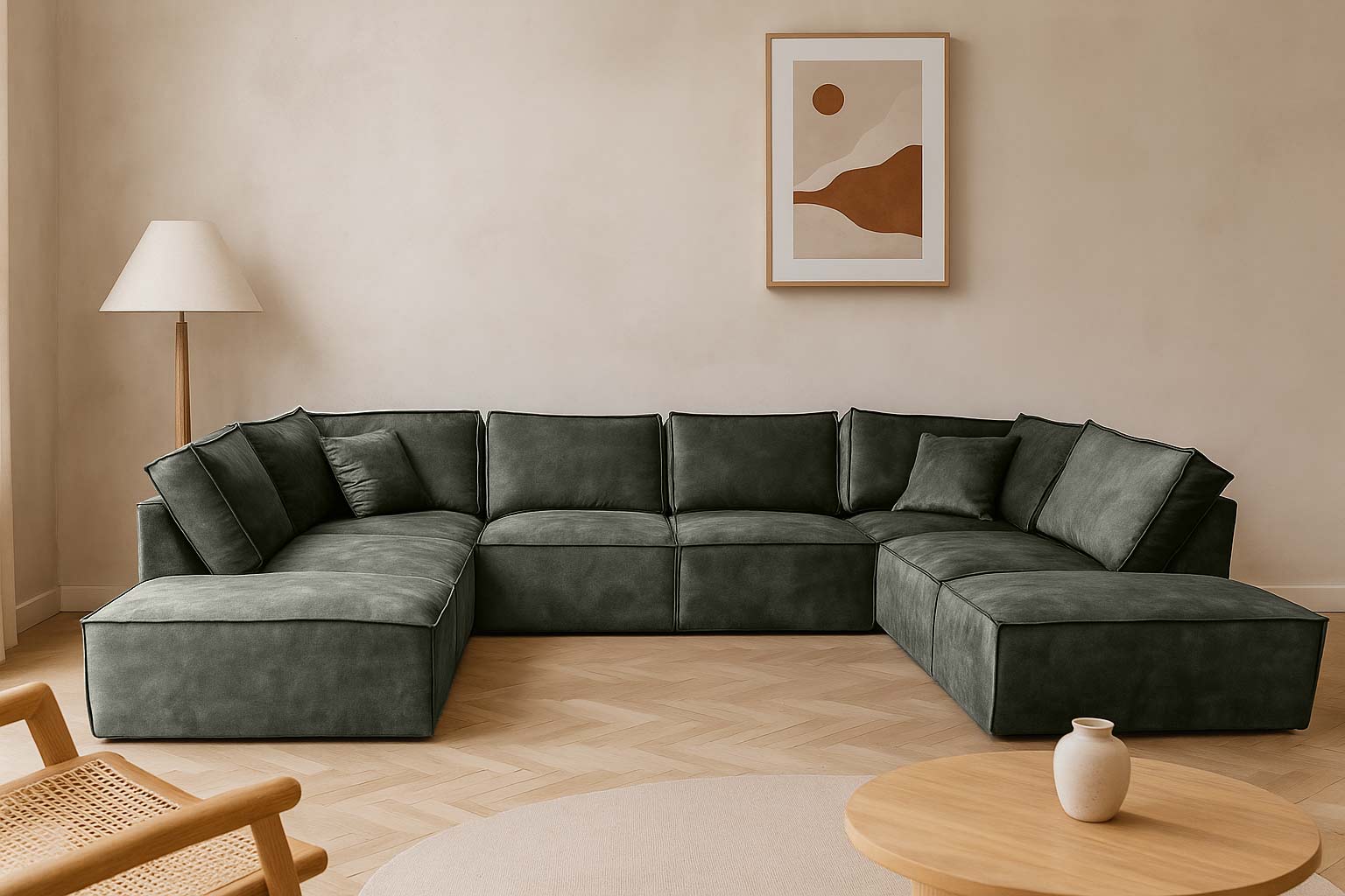 Elementen U-bank Friesland - donkergrijs velours velvet - donkere grijze stof fluweel - Roman Grey