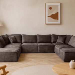Elementen hoekbank Friesland donkergrijs - velours velvet stof fluweel - Dark Puce