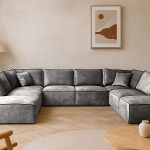 Elementen hoekbank Friesland grijs - velours velvet stof fluweel - Spanish Grey