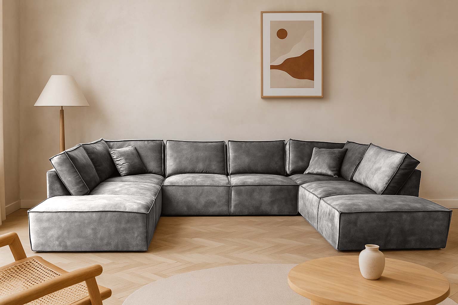 Elementen hoekbank Friesland grijs - velours velvet stof fluweel - Spanish Grey