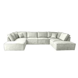 Elementen look U-bank Velvet - Witte grote hoekbank - Platinum White