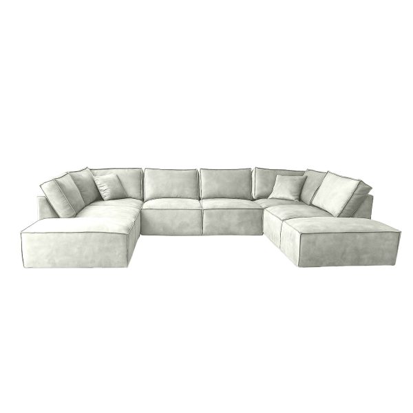 Elementen look U-bank Velvet - Witte grote hoekbank - Platinum White