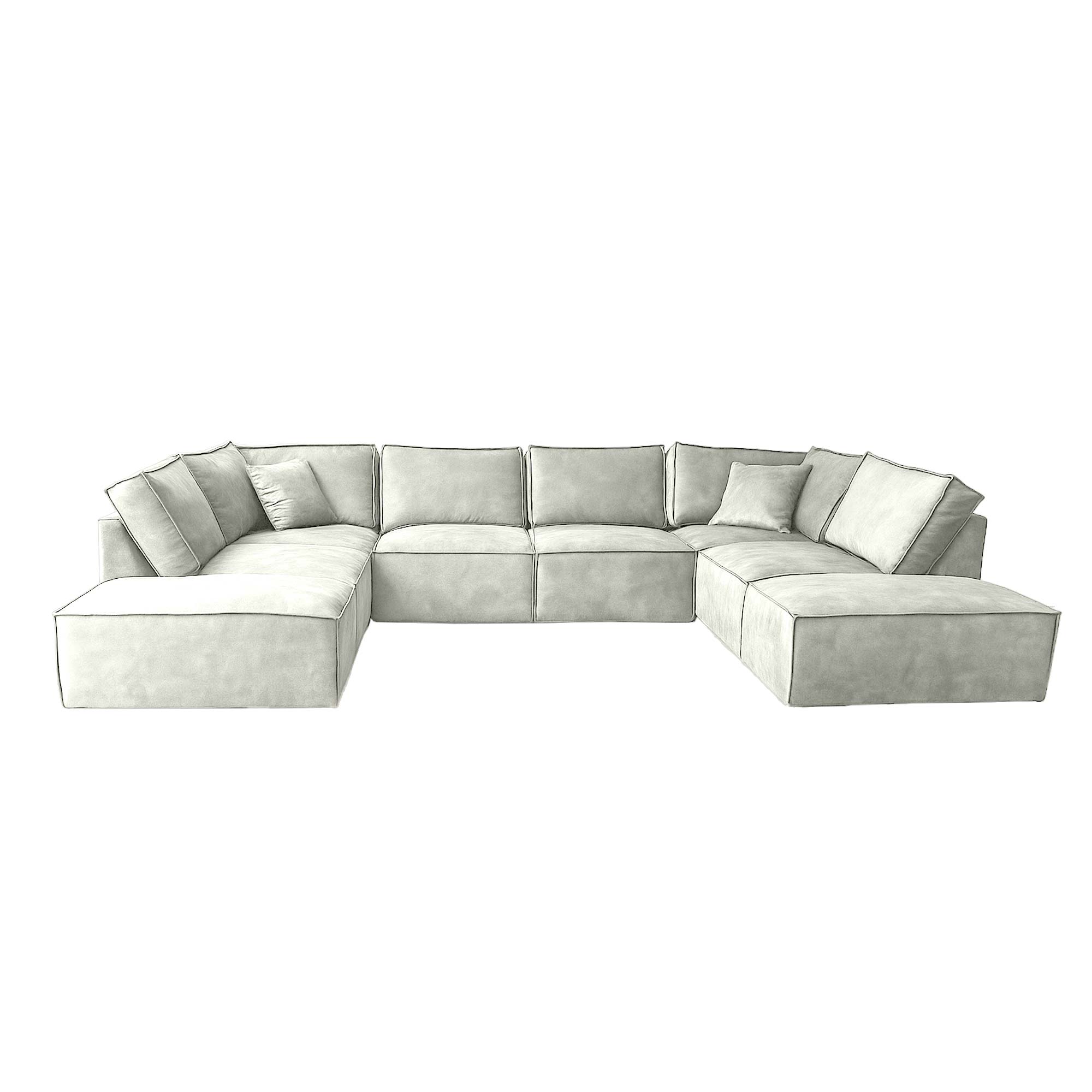 Elementen look U-bank Velvet - Witte grote hoekbank - Platinum White