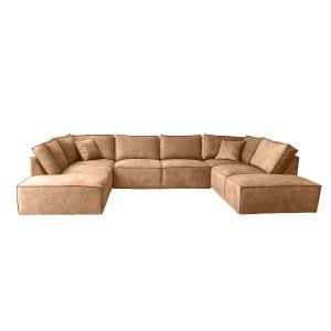 Elementen look U bank Velvet - Zandkleurige elementen bank - Camel