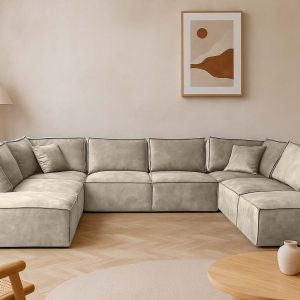 Elementen look U-bank Velvet - Zandkleurige elementenbank - Soft Sand