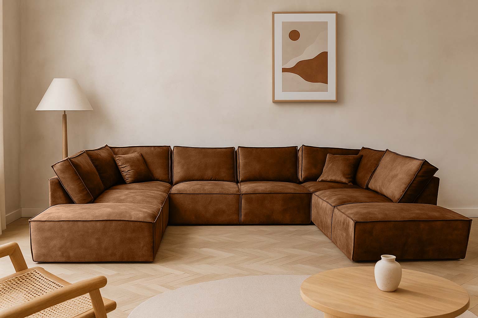 Elementen look U bank velvet velours - bruine fluwelen stof u-bank - Seal Brown