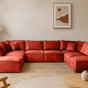 Elementenbank Friesland - velours velvet stof fluweel - Vermillion