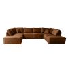 Elementenlook U-bank velvet velours - bruine fluwelen stof u bank - Seal Brown