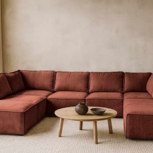 Bruine elementen hoekbank Bouclé Teddy stof - Donker bruin U-bank - Capo Brown