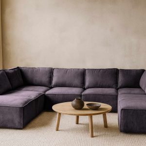 Elementen look U-bank Bouclé stof - zwarte grote hoekbank - Jet Black