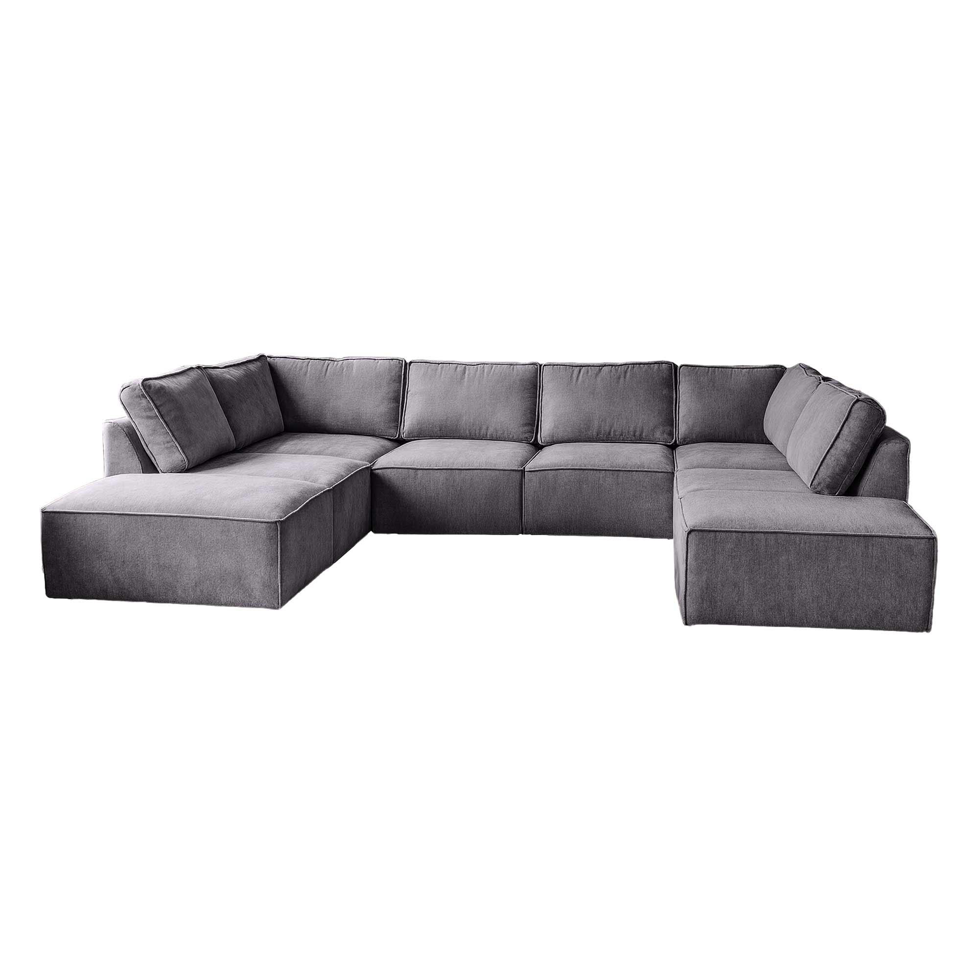 Elementen look U-bank kopen Bouclé stof - Licht grijze grote hoekbank - Argent Grey