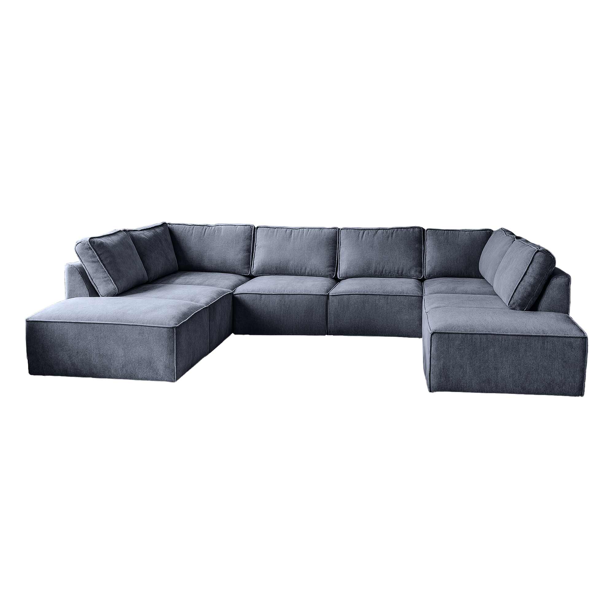 Elementenbank kopen - U-bank Bouclé stof - Blauw grijze hoek bank - Auro Blue