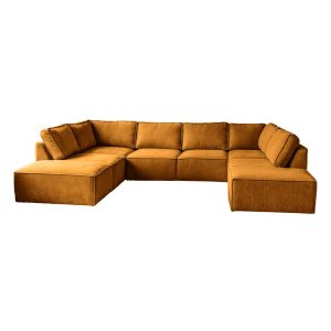 Fel gele elementen bank Teddy stof - U-bank geel bouclé - Earth Yellow