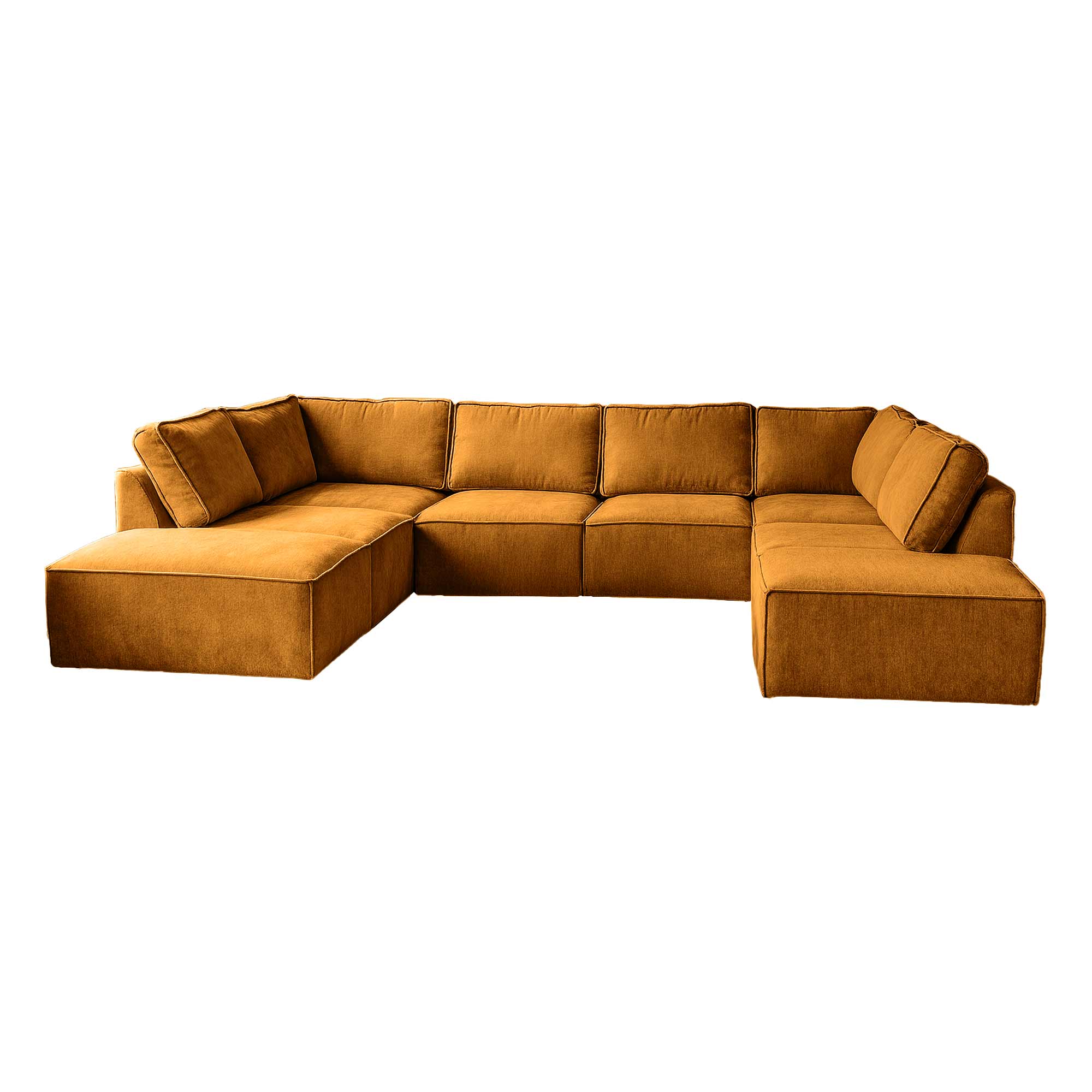 Fel gele elementen bank Teddy stof - U-bank geel bouclé - Earth Yellow