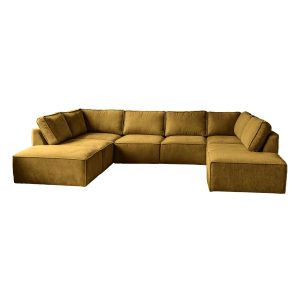 Fel groene elementen hoek bank Teddy Bouclé stof - Fel groen U-bank - Panto Green