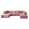 Roze elementen hoekbank Bouclé stof - Roze U bank Teddy - Rosy Pink